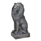 Kunststeinfigur Löwe, altschwarz, Polyresin, Löwenfigur, A RESIN AND MGO SCULPTURE OF A SITTING LION - OLD BLACK