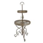 2-stufige Etagere, Eisen, braun, Höhe 137,5 cm, A 2-TIER ROUND IRON ETAGÈRE - BROWN