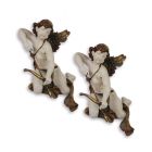 Paar Kunststeinfiguren Putten mit Pfeil und Bogen, Polyresin, A PAIR OF RESIN PUTTI WITH BOW AND ARROW