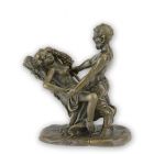 Kleine, erotische Bronzefigur Satyr mit Frau, H. 9,1 cm zweiteilig, Erotikfigur, A PAIR OF EROTIC BRONZES OF A SATYR WITH WOMAN