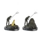 Bronzefigur "Schöne Ernte" - H. 20,8 cm - Aufklappfigur mit versteckter, nackter Frau