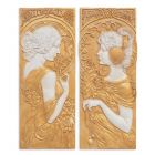 2er-Set dekorative Jugendstil-Wandpaneele, Wandreliefbild, A PAIR OF MGO ART NOUVEAU WALL MOUNT PLAQUES