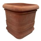 Galestro Terracotta, Quadro Alto, Blumenkasten, quadratisch, schlicht oder Rosettendekor, hoch, Vierecktopf, Terracottatopf