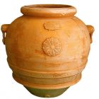 Galestro Terracotta, Orcio Toscano, toskanischer Krug mit kleinen Griffen, Vase, Rosettendekor