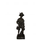 Bronzefigur Junge mit Hut und Tasche, Jungenfigur, Gartenfigur