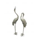 Bronzetierfigur Reiher-Paar, 2er-Set, Vogelfigur, Bronzereiher, Reiherfigur, Gartenfigur, Tierfigur