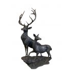Bronzefigur Hirschpaar, Hirsch, Hirschfigur, Bronzehirsch, Tierfigur, Tierstatue, Gartenfigur, Wildtier, Bronzetier