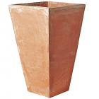 Impruneta Terracotta, Firenze, Pflanzvase, quadratisch, schlicht, hoch, grau, Bodenvase, Vierecktopf, Terracottatopf