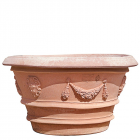 Impruneta Terracotta, Vaso Porcinai Festonato, runder Pflanztopf, Blumentopf, Vase
