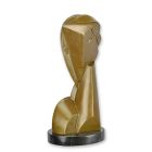 Moderne Bronzefigur Frau, H. 36,8 cm, geometrische Gestaltung, Frauenfigur, Dekofigur, A BRONZE HEAD OF A YOUNG GIRL