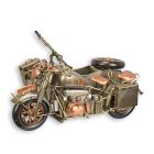 Miniaturmodell Militärmotorrad mit Seitenwagen, Länge 34,8 cm, Blechmodell, A TIN MODEL OF A MILITARY MOTORCYCLE WITH SIDECAR