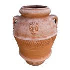 Galestro Terracotta, Orcio Giglio, Krug, Amphore, Henkel, rund, Verzierung, Lilie, Streifen