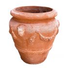 Galestro Terracotta, Vasone Misura, Vase, rund, Verzierung, Maske, Girlande, Streifen