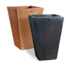 Impruneta Terracotta, Cassetta Conica senza Bordo, Pflanzvase, quadratisch, schlicht, hoch, grau, Vierecktopf, Bodenvase, Terracottatopf