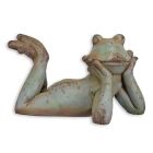 Kunststeinfigur Frosch, Länge 60 cm, Gartenfigur, antiker Stil, AN ANTIQUE STYLE MGO SCULPTURE OF A RECLINING FROG