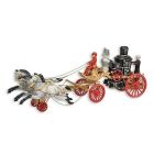 Gusseisen-Miniatur Pferdewagen mit Dampfpumpe, Länge 54,7 cm, A CAST IRON HORSE DRAWN STEAM PUMPER