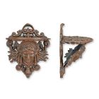 Gusseisen-Wandkonsole, 1 Stück, braun, Höhe 27 cm, A CAST IRON LADY FACE PLANT STAND RUST