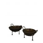 Feuerschale, Eisenpfanne auf Füßen, klein, Höhe 25 cm, Kadai, Gartendekoration (1 Stück)