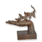 Polyresin Kunstfigur, Hand mit Schmetterlingen, H. 24 cm, A RESIN FIGURINE OF A HAND WITH BUTTERFLIES
