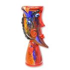 Glasvase mit Gesicht, abstrakt, H. 50,5 cm, mehrfarbig, Muranoglas-Stil, Blumenvase, Bodenvase, A MURANO STYLE ABSTRACT GLASS VASE