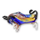 Glastierfigur Stier, L. 20,8 cm, mehrfarbig, Muranoglas-Stil, Stierfigur, Tierfigur, Dekofigur, A MURANO STYLE GLASS FIGURINE OF A BULL