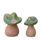 Pilze, H. 24/30 cm, Terracotta, glasiert, grün, Royal Garden, Gartenfigur, Gartendeko