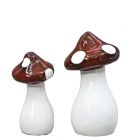 Pilze, H. 24/30 cm, Terracotta, glasiert, rot-weiß, Royal Garden, Gartenfigur, Gartendeko