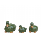 Entenfiguren - glasierte Terracotta - dunkelgrün - 3 Größen - Heritage Garden