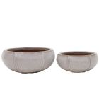 Pflanzschale Plurelle Wave, glasiert, rund, Farbe Cappuccino