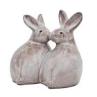 Hasenpärchen, sitzend, H. 23 cm, cappuccino, glasiert, Heritage Garden, Dekofigur, Gartenfigur, Hasenfigur