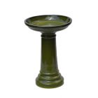 Vogeltränke auf Säule, H. 61 cm, dunkelgrün, Terracotta, glasiert, Royal Garden, Vogelbad, Gartendeko