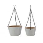 Hängetopf Heritage Garden, glasiert, rund, nardograu, Gartengefäß, Pflanztopf, Blumenampel, Hängeampel