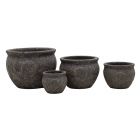 Blumentopf Magma Black, Steinzeug, schwarz, rund, Übertopf, Pflanztopf, Gartengefäß