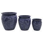 Blumentopf Relic Blue, Steinzeug, blau, rund, Übertopf, Pflanztopf, Gartengefäß