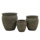 Blumentopf Relic Green, Steinzeug, grün, rund, Übertopf, Pflanztopf, Gartengefäß