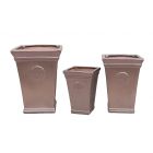 Blumenvase Home & Garden, glasiert, viereckig, Farbe Kupfer, Gartenkeramik, Pflanzvase, Bodenvase, Pflanztopf, Übertopf, Vierecktopf, Blumenkübel