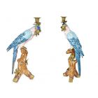 2er-Set Papageien-Kerzenhalter aus Porzellan mit Bronzeanteilen, A PAIR BRONZE MOUNTED PORCELAIN PARROT CANDLEHOLDER