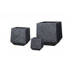 Blumenkasten Diago - Fiberzement - Betonoptik - schwarz - viereckig - 3 Größen