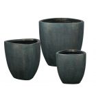 Pflanztopf MetallicLine, Zement-Fiberglas, Dreiecksform, schlicht, Farbe Antra/Gold, Gartengefäß, Blumenkübel, Übertopf