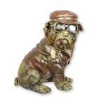 Kunststeinfigur Englische Bulldogge als Raucher, Höhe 32,1 cm, Polyresin, Dekofigur, Hundefigur, A RESIN FIGURINE OF A DRESSED ENGLISH BULLDOG WITH CIGAR