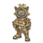 Steampunkfigur Katze als Astronaut, H. 22,9 cm, Polyresinfigur, Katzenfigur, Dekofigur, Sammlerfigur, A RESIN STEAMPUNK FIGURINE OF AN ASTRO CAT