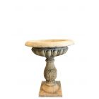 Naturstein, Vogelbad, Vogeltränke mit Säule, Steinschale, Gartendekoration