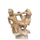 Marmorfigur, Steinfigur, kämpfender Mann mit Tiger, Krieger, Tierfigur, Gartenfigur