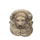 Steinwandbrunnen bärtiger Mann, Wasserspeier, Brunnenauslauf, Brunnenplatte, Wasserstelle, Gartenbrunnen, Brunnen, Steinbrunnen