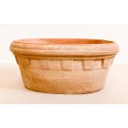 Galestro Terracotta, Cassetta Ovale Castello, ovaler Pflanztopf mit Verzierung, Terracottatopf, Pflanzschale