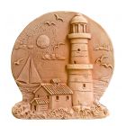 Galestro Terracotta, Faro, Wandbild mit Leuchtturm, Dekoration, Relief