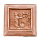 Galestro Terracotta, Quadretti 4 Stagioni Autunno, Wandbild Herbst, Vierjahreszeitenmotiv, quadratisch, Dekoration, Relief