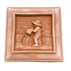 Galestro Terracotta, Quadretti 4 Stagioni Primavera, Wandbild Frühling, Vierjahreszeitenmotiv, quadratisch, Dekoration, Relief