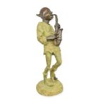 Figura in bronzo per fare musica goblin, multicolore, altezza 62,5 cm, goblin in bronzo, figura da giardino, gnomo, gnomo, nano, UNA SCULTURA IN BRONZO DI GOLBIN CON SASSOFONO