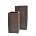 Blumenkasten EasyLite Lusano, Fiberglas, viereckig, hoch, Farbe Rusty Iron, Gartengefäß, Pflanztopf, Übertopf, Blumentopf, Vierecktopf